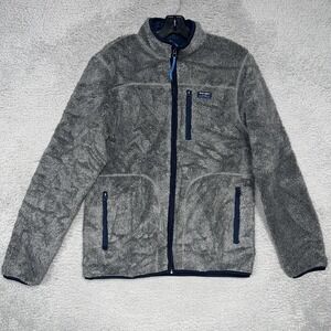 Old Navy Sweater Men's Sz M Gray Sherpa Fleece Full Zip Mock Neck Jacket Pockets